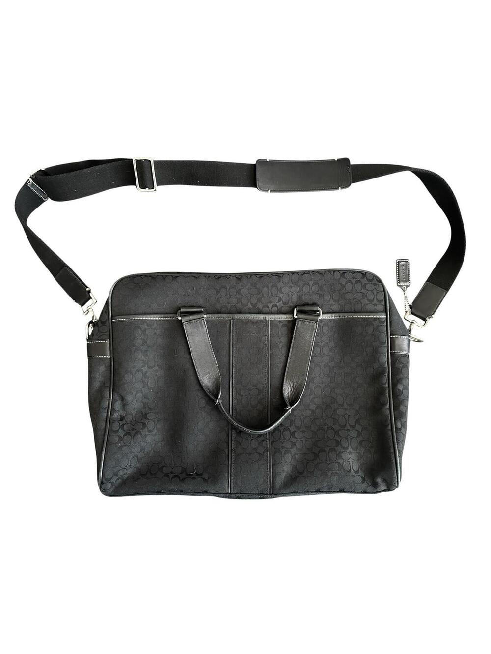 Coach Black Hudson Signature Commuter Briefcase Travel Messenger Bag Y2K